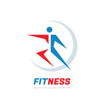 Fitness vector logo design. Sport concept sign. Human character symbol. 