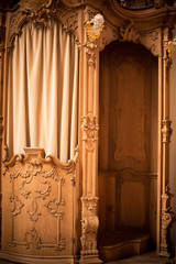 Wooden confessional in a church
