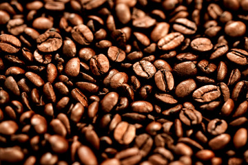 Macro photo of roasted coffee beans background