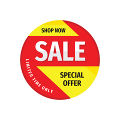 Sale concept vector badge design. Special offer creative circle banner. Discount abstract sticker. 
