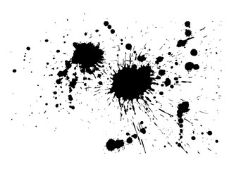 Black spots of paint on a white background. Vector