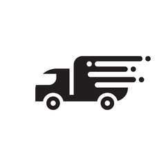 Fast delivery shipping - black icon vector design. Transport truck sign. 