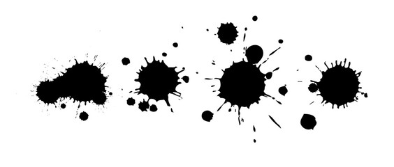 Black spots of paint on a white background. Vector illustration.