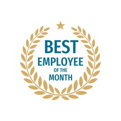 Best employee of the month - badge design with a laurel wreath. Winner logo emblem.  - 278531703