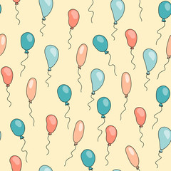 Obraz premium Seamless cute pattern with cartoon balloons