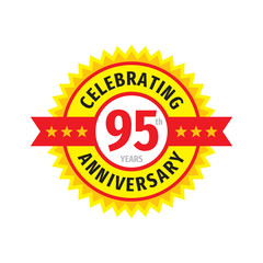 95th birthday badge logo design.  Ninety five years anniversary banner emblem. Abstract geometric poster.