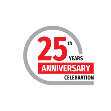 25th anniversary celebration badge logo design. Twenty five years banner poster.