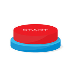 Red circle button and inscription start. Vector icon illustration for infographics and website