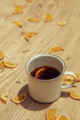 Tea mug under the sun light