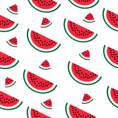 Seamless background with watermelon slices. Vector illustration design for greeting card or template.