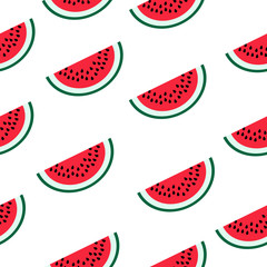 Seamless background with watermelon slices. Vector illustration design for greeting card or template.