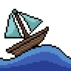 vector pixel art small boat