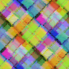 Obraz premium Seamless pattern patchwork design. Mixed print with scribble lines and tiles. Watercolor effect. Suitable for bed linen, leggings, shorts and fashion industry.