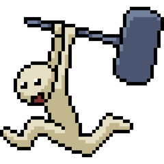 vector pixel art hammer attack