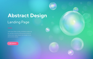 Blue Sphere bubble soap Abstract Motion Landing Page Background. Futuristic Digital Minimal Orb Gradient Pattern Template. Circle Creative Wallpaper Backdrop Website Web Page. 3d Cartoon.