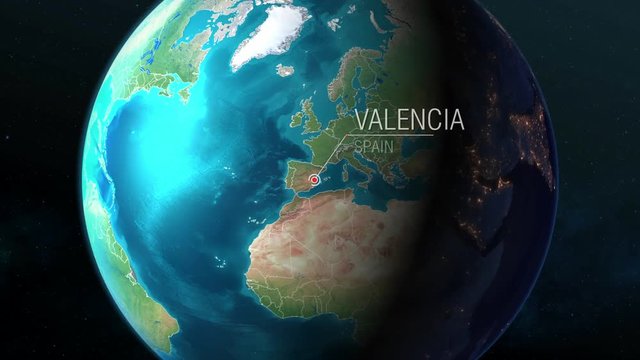 Spain - Valencia - Zooming from space to earth