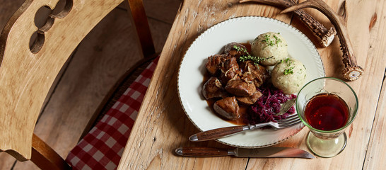 Panorama banner with speciality venison goulash