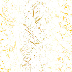 Golden shiny speckles on white background. Rice paper.  Grungy recycled speckled elements natural terrazzo camouflage textured surface seamless repeat vector pattern. Grunge, cement, concrete. Gravel.