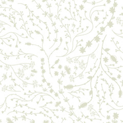 Creative seamess pattern with branches and flowers, artistic repeat backdrop, hand drawn sketch floral elements, great for feminine fashion prints, abstract wallpapers, banners, elegant wrapping