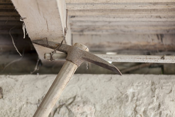 old iron pickaxe