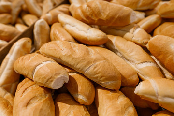 Fresh bread rolls in the supermarket