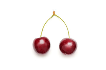 Sweet cherry close up isolated on white background