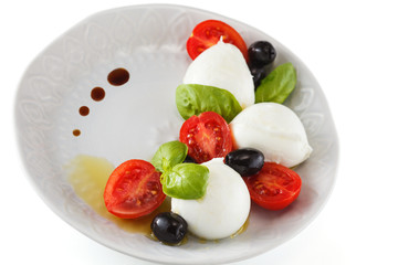 Salad with Italian mozzarella. Caprese.