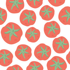 Fresh tomatoes hand drawn seamless pattern