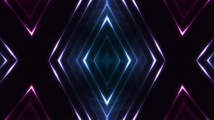 Dark abstract futuristic background. Neon lines, glow. Neon lines, shapes. Pink and blue glow