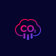 co2, carbon dioxide emissions icon, vector