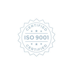 ISO 9001 badge design, vector label on white