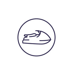 Jet ski vector line icon on white
