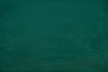 Working place on empty rubbed out on green board chalkboard texture background for classroom or wallpaper, add text message.