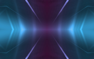 Dark abstract futuristic background. Neon lines, glow. Neon lines, shapes. Pink and blue glow