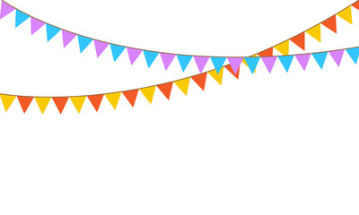 Fototapeta premium Colored flags on rope decorations icons