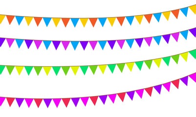 Colored flags on rope decorations icons