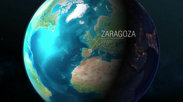 Spain - Zaragoza - Zooming from space to earth
