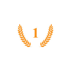 Golden Laurel Wreath. Award for winners. Honoring champions. Sign for 1st place. Trophy for challenge. Symbol of victory and achievements. Vector illustration. Design element for posters, decoration.
