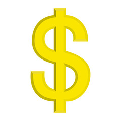 Golden dollar sign isolated on white background. Vector illustration