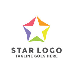 Obraz premium Colorful Star Logo Design With Flat Color, Star Shape Symbol Icon Logotype For Company 
