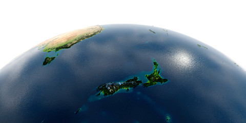Fototapeta na wymiar Detailed Earth on white background.. New Zealand