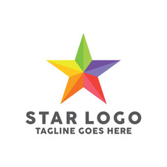 Colorful Star Logo Design With Flat Color, Star Shape Symbol Icon Logotype For Company 