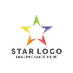 Colorful Star Logo Design With Flat Color, Star Shape Symbol Icon Logotype For Company 