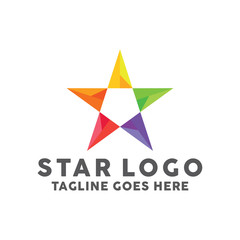 Colorful Star Logo Design With Flat Color, Star Shape Symbol Icon Logotype For Company 