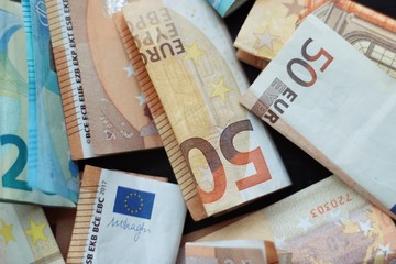 Background of a few euro banknotes.