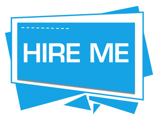 Hire Me Blue Squares Triangles Text 