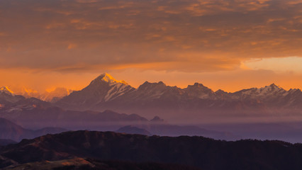 Himalayan Mountain range Sunrise time