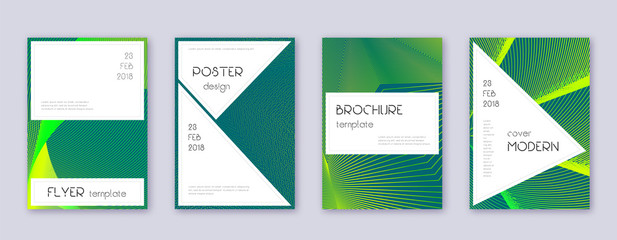 Naklejka premium Stylish brochure design template set. Green abstra