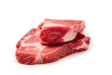 Raw pork isolated on white background.