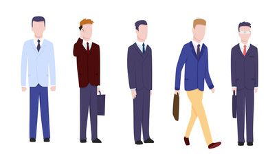 Set of businessman or manager in different poses.